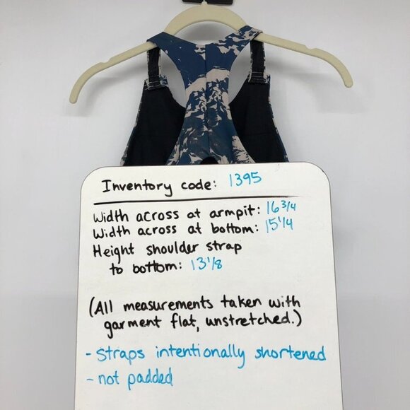 Lolë blue white swirl high  impact sports bra women’s LG *shortened straps* - Picture 13 of 14